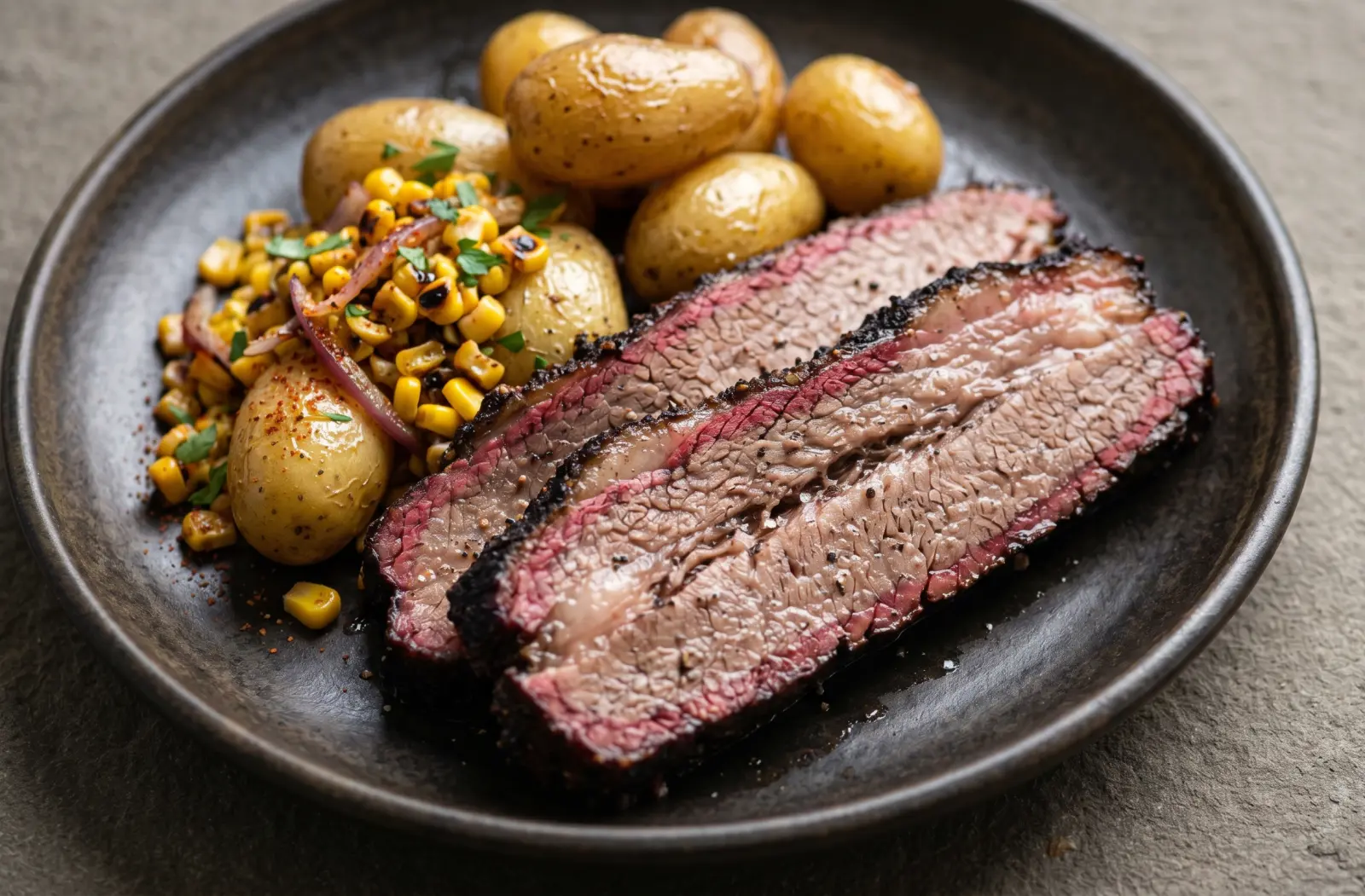 Brisket de Bœuf Fumé au Kamado & Rattes Confites