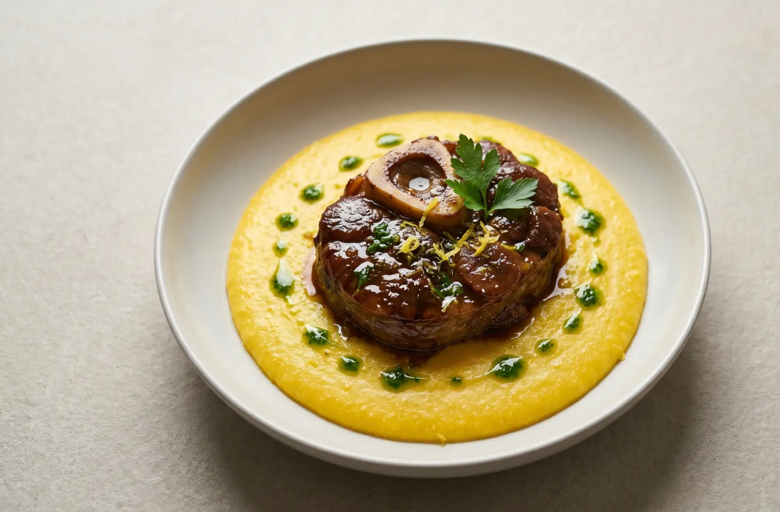 Osso Buco de Wagyu Basse Température & Polenta Soyeuse au Safran