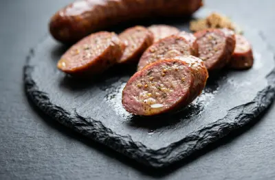Saucisse de Porc Fumée à l'Infusion de Citra et Moutarde, inspiration LeRoy and Lewis